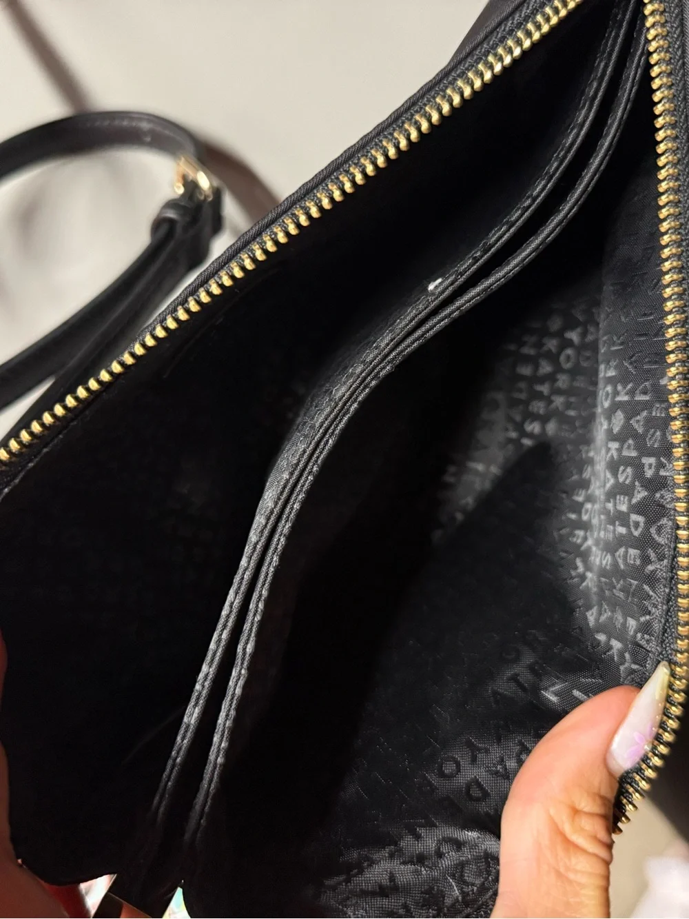 ♠️ kate spade black nylon crossbody with gold-tone plaque ♠️